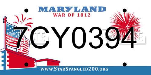 7CY0394 Maryland License Plate