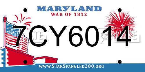 7CY6014 Maryland License Plate