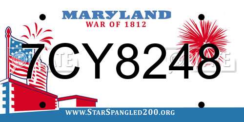 7CY8248 Maryland License Plate
