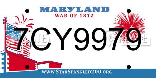 7CY9979 Maryland License Plate