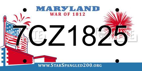 7CZ1825 Maryland License Plate