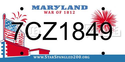 7CZ1849 Maryland License Plate