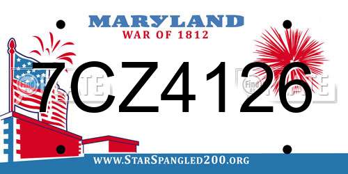 7CZ4126 Maryland License Plate