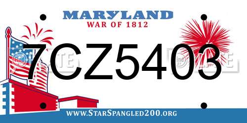 7CZ5403 Maryland License Plate