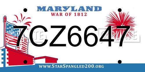 7CZ6647 Maryland License Plate