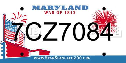 7CZ7084 Maryland License Plate