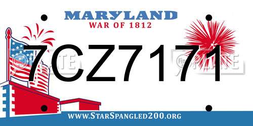 7CZ7171 Maryland License Plate
