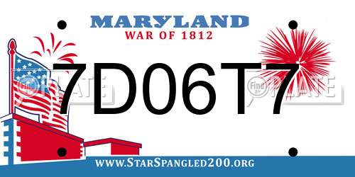 7D06T7 Maryland License Plate