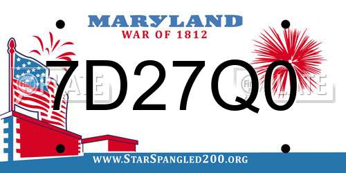 7D27Q0 Maryland License Plate