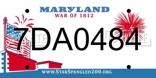 7DA0484 Maryland License Plate