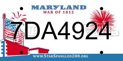 7DA4924 Maryland License Plate