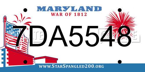7DA5548 Maryland License Plate