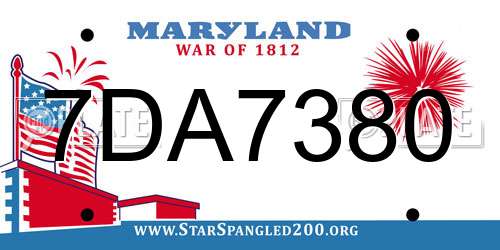 7DA7380 Maryland License Plate