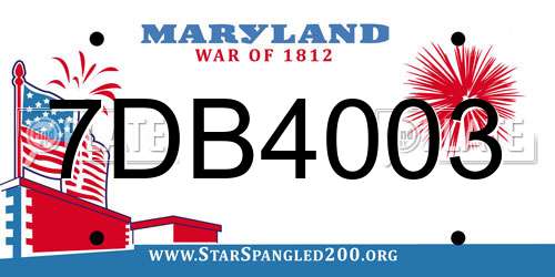 7DB4003 Maryland License Plate