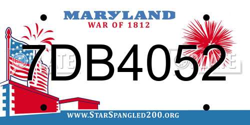 7DB4052 Maryland License Plate