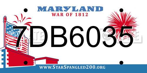 7DB6035 Maryland License Plate