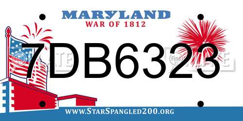 7DB6323 Maryland License Plate