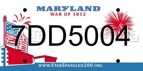 7DD5004 Maryland License Plate
