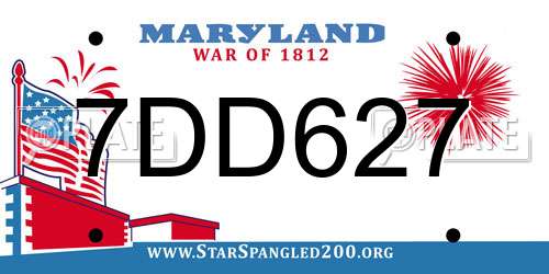 7DD627 Maryland License Plate