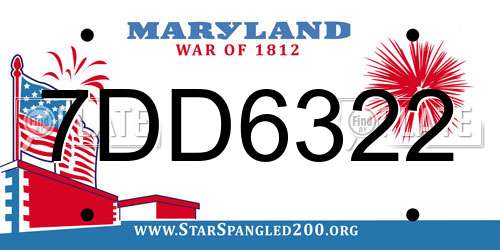 7DD6322 Maryland License Plate
