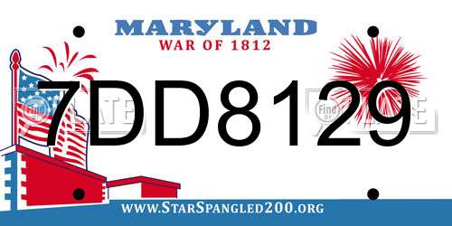 7DD8129 Maryland License Plate