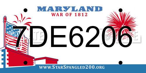 7DE6206 Maryland License Plate