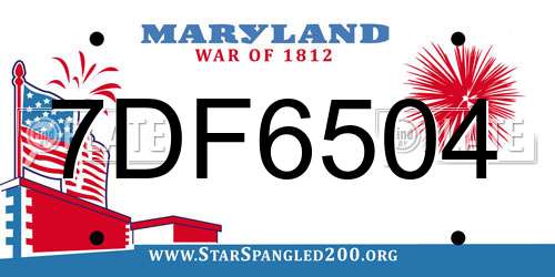 7DF6504 Maryland License Plate