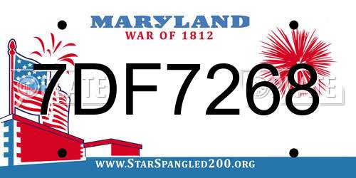 7DF7268 Maryland License Plate