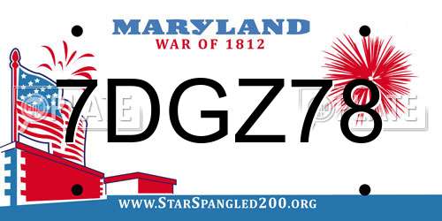 7DGZ78 Maryland License Plate