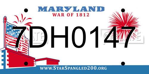 7DH0147 Maryland License Plate
