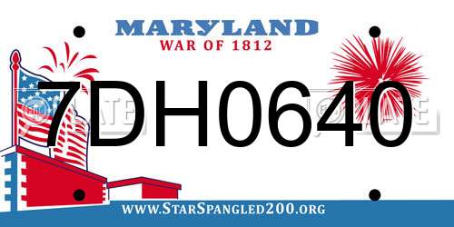 7DH0640 Maryland License Plate