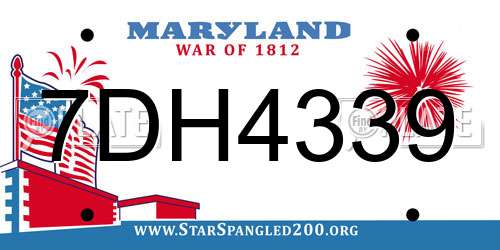 7DH4339 Maryland License Plate
