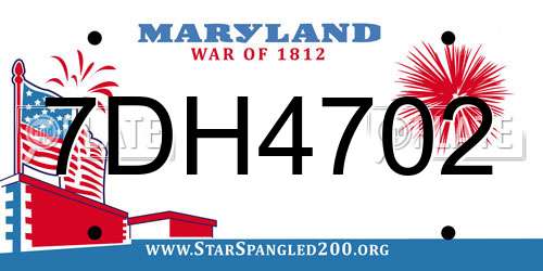 7DH4702 Maryland License Plate