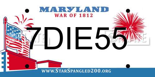 7DIE55 Maryland License Plate