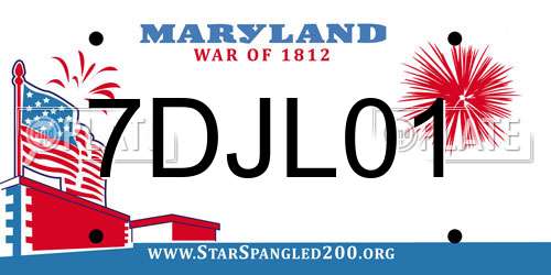 7DJL01 Maryland License Plate