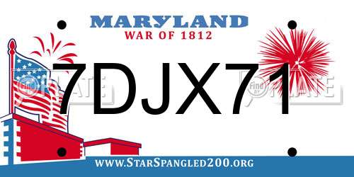 7DJX71 Maryland License Plate