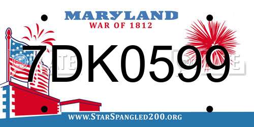 7DK0599 Maryland License Plate