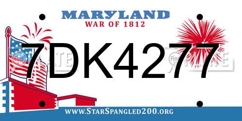 7DK4277 Maryland License Plate