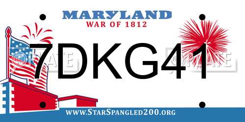 7DKG41 Maryland License Plate
