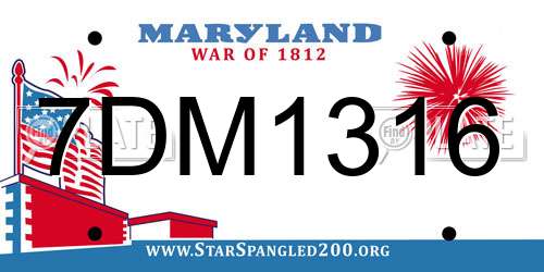 7DM1316 Maryland License Plate