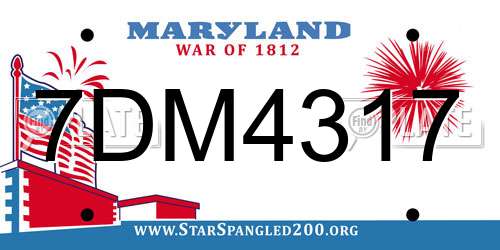 7DM4317 Maryland License Plate