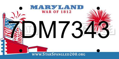 7DM7343 Maryland License Plate
