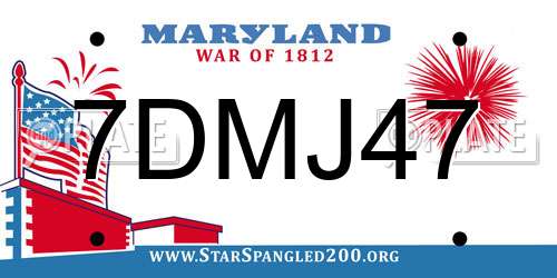 7DMJ47 Maryland License Plate