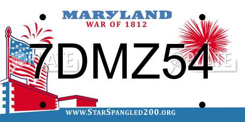 7DMZ54 Maryland License Plate