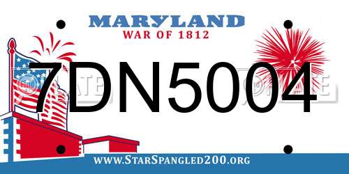 7DN5004 Maryland License Plate