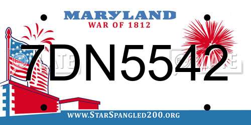 7DN5542 Maryland License Plate
