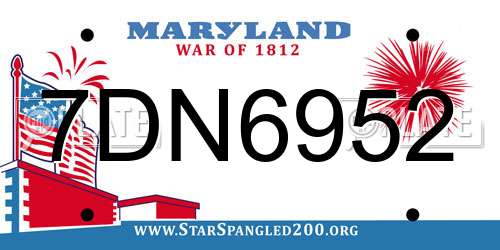 7DN6952 Maryland License Plate