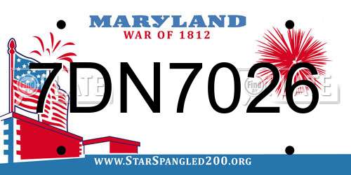 7DN7026 Maryland License Plate