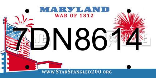 7DN8614 Maryland License Plate