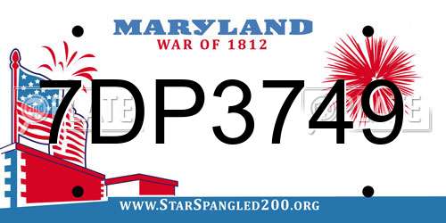 7DP3749 Maryland License Plate